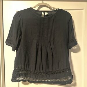 Old Navy Black Women's Blouse with Lace Detail
